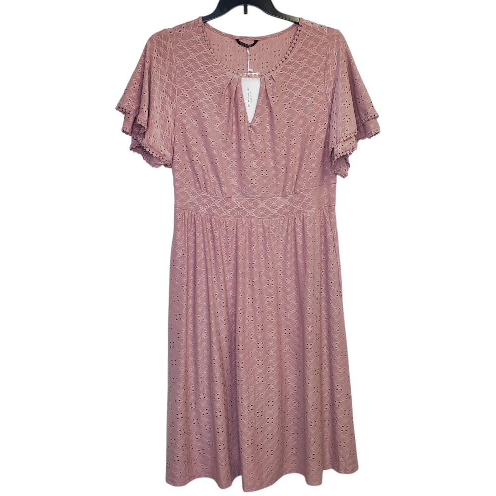 NWT BloomChic Mauve Eyelet Midi Dress